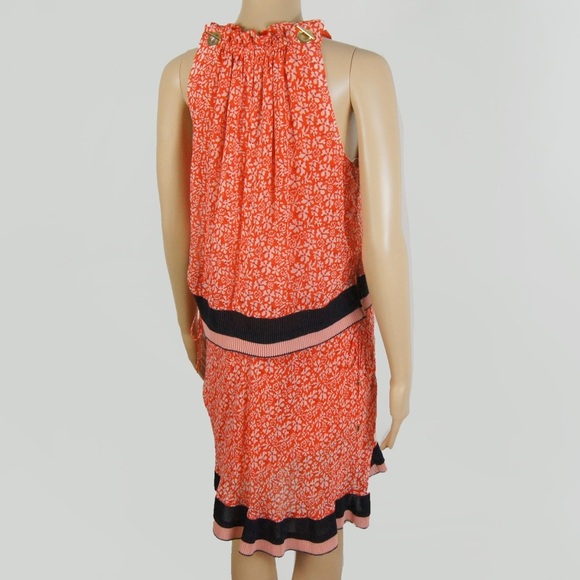 DEREK LAM 10 CROSBY Red Floral Sleeveless Silk Layered Dress - Picture 4 of 5